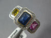 2.21CT DIAMOND & MULTI COLOR SAPPHIRE 18KT WHITE GOLD ROUND & BAGUETTE FUN RING