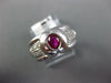 .60CT DIAMOND & AAA RUBY 18KT WHITE GOLD OVAL & ROUND BEZEL FRIENDSHIP LOVE RING