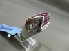 ESTATE LARGE 5.42CT DIAMOND & RUBY 18KT WHITE GOLD 3D FLEUR DE LIS FILIGREE RING