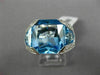 ESTATE EXTRA LARGE 12.10CT DIAMOND & AAA BLUE TOPAZ 18KT WHITE GOLD 3D FUN RING