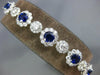 LARGE 13.65CT DIAMOND & AAA SAPPHIRE 18KT WHITE GOLD 3D FLOWER TENNIS BRACELET