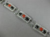 ANTIQUE LARGE 1.20CT ROSE CUT DIAMOND AAA ONYX & CORAL 18KT WHITE GOLD BRACELET