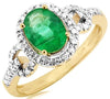 1.28CT DIAMOND & AAA EMERALD 14K YELLOW GOLD 3D OVAL & ROUND HALO LOVE KNOT RING