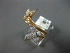 WIDE .39CT DIAMOND 18KT TRI COLOR GOLD 3D DOUBLE FLOWER BUTTERFLY FLEXIBLE RING