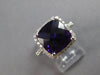 LARGE 6.03CT DIAMOND & AAA AMETHYST 14KT WHITE GOLD 3D CUSHION & ROUND HALO RING