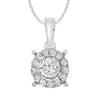 .25CT DIAMOND 14KT WHITE GOLD 3D CLASSIC ROUND SOLITAIRE HALO FLOATING PENDANT