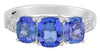 2.49CT DIAMOND & AAA TANZANITE 14KT WHITE GOLD CUSHION & ROUND 3 STONE LOVE RING