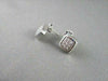 ANTIQUE .30CT ROUND DIAMOND 14KT WHITE GOLD CLASSIC PAVE SQUARE STUD EARRINGS