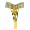 .75CT WHITE & FANCY YELLOW DIAMOND 18KT 2 TONE GOLD 3D PAVE RECTANGULAR FUN RING