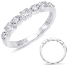 .35CT DIAMOND 14KT WHITE GOLD 3D ROUND & PRINCESS SEMI ETERNITY ANNIVERSARY RING