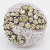 EXTRA LARGE 8.55CT WHITE & FANCY YELLOW DIAMOND 18KT WHITE GOLD 3D COCKTAIL RING