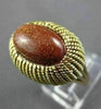 ANTIQUE WIDE & LARGE AAA GOLDSTONE 14KT YELLOW GOLD 3D SOLITAIRE FUN RING #24322