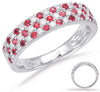 WIDE .75CT DIAMOND & AAA RUBY 14KT WHITE GOLD THREE ROW CLASSIC ANNIVERSARY RING