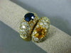 ESTATE LARGE 5.05CT DIAMOND AAA BLUE & YELLOW SAPPHIRE 18KT YELLOW GOLD 3D RING