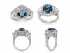 GIA CERTIFIED 6.82CT DIAMOND & AAA SAPPHIRE PLATINUM 3D FILIGREE ENGAGEMENT RING