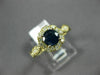 ESTATE 1.07CT DIAMOND & AAA SAPPHIRE 14K YELLOW GOLD FLOWER LEAF ENGAGEMENT RING