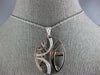 ESTATE LARGE .29CT DIAMOND 18KT WHITE GOLD 3D CRISS CROSS OVAL FUN PENDANT