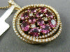 LARGE 3.23CT DIAMOND & AAA PINK SAPPHIRE 14KT ROSE GOLD CIRCULAR CLUSTER PENDANT