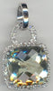 3.96CT DIAMOND & AAA GREEN AMETHYST 14KT WHITE GOLD CUSHION & ROUND HALO PENDANT