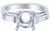 .50CT DIAMOND PLATINUM 3D ROUND & BAGUETTE 4 PRONG SEMI MOUNT ENGAGEMENT RING