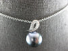 .02CT DIAMOND & TAHITIAN PEARL 14KT WHITE GOLD TEAR DROP APPLE FLOATING PENDANT