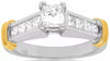 ESTATE 1.05CT PRINCESS DIAMOND 14KT WHITE & YELLOW GOLD 3D ENGAGEMENT RING