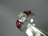 ESTATE 1.90CT DIAMOND & AAA RUBY PLATINUM PEAR SHAPE THREE STONE ENGAGEMENT RING