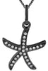 ESTATE .06CT DIAMOND 14KT BLACK GOLD 3D STARFISH FUN FLOATING PENDANT