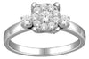 ESTATE 1CT DIAMOND 14KT WHITE GOLD ROUND CLASSIC CLUSTER 3 STONE ENGAGEMENT RING