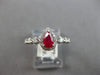 ESTATE .77CT DIAMOND & AAA RUBY 14K WHITE GOLD PEAR SHAPE & ROUND HALO LOVE RING