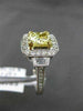 ESTATE 2.47CT FANCY YELLOW DIAMOND 18K TWO TONE GOLD 3D FILIGREE ENGAGEMENT RING