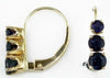 1.35CT AAA SAPPHIRE 14K YELLOW GOLD 3 STONE PAST PRESENT FUTURE HANGING EARRINGS