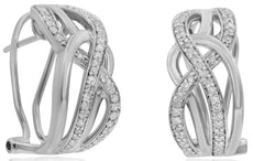 .40CT DIAMOND 14K WHITE GOLD MULTI ROW CRISS CROSS CLIP ON LOVE HANGING EARRINGS