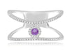 .24CT DIAMOND & AAA PINK SAPPHIRE 14KT WHITE GOLD 3D FLOWER DOUBLE BAND FUN RING