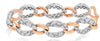 WDE 3.1CT DIAMOND 14KT WHITE & ROSE GOLD 3D OVAL LINK ETERNITY TENNIS BRACELET