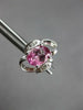 2CT DIAMOND & AAA PINK SAPPHIRE 14K WHITE GOLD OVAL & ROUND FLOWER STUD EARRINGS