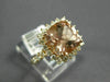 ESTATE LARGE 4.35CT DIAMOND & AAA MORGANITE 14K ROSE GOLD SQUARE ENGAGEMENT RING