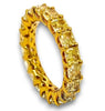 LARGE 6.01CT FANCY YELLOW DIAMOND 18KT YELLOW GOLD CUSHION ETERNITY LUCIDA RING