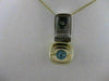 ESTATE 5CTW DIAMOND BLUE TOPAZ 14K WHITE YELLOW GOLD HANGING SLIDE PENDANT 21382