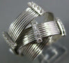 ESTATE LARGE .31CT DIAMOND 18KT WHITE GOLD 3D MULTI ROW CRISS CROSS FUN RING