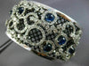 EXTRA LARGE 12.3CT DIAMOND & AAA SAPPHIRE 14K BLACK & WHITE GOLD BANGLE BRACELET