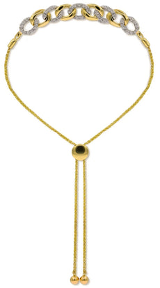 .40CT DIAMOND 14KT YELLOW GOLD CLASSIC CUBAN LOVE KNOT ADJUSTABLE LOVE BRACELET