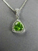 ESTATE .90CT DIAMOND & AAA PERIDOT 14K WHITE GOLD TRILLION HALO FLOATING PENDANT