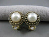 ANTIQUE 8MM SEA PEARL DIAMOND 14K YELLOW GOLD ROUND FILIGREE EARRINGS #17204
