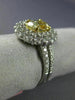 ESTATE LARGE GIA 2.40CT WHITE & FANCY YELLOW DIAMOND 18K TWO TONE GOLD OVAL RING