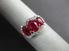 ESTATE 1.62CT DIAMOND & AAA OVAL CUT RUBY 14K ROSE GOLD 3 STONE ANNIVERSARY RING