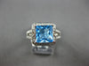LARGE 3.5CT DIAMOND & AAA BLUE TOPAZ 14KT WHITE GOLD HALO FRIENDSHIP LOVE RING