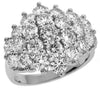 ESTATE LARGE 3.79CT DIAMOND 14KT WHITE GOLD 3D MULTI ROW PAVE FLOWER LOVE RING