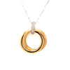 .51CT DIAMOND 18K 2 TONE GOLD MATTE & SHINY DOUBLE CIRCULAR FUN FLOATING PENDANT