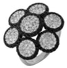 LARGE 2.15CT WHITE & BLACK DIAMOND 14K WHITE GOLD MULTI CIRCULAR FLOWER FUN RING